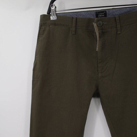 NEW J CREW Pants Mens 31 Chino Stretch 250 Skinny Flat Front Mid Rise green - Picture 2 of 16